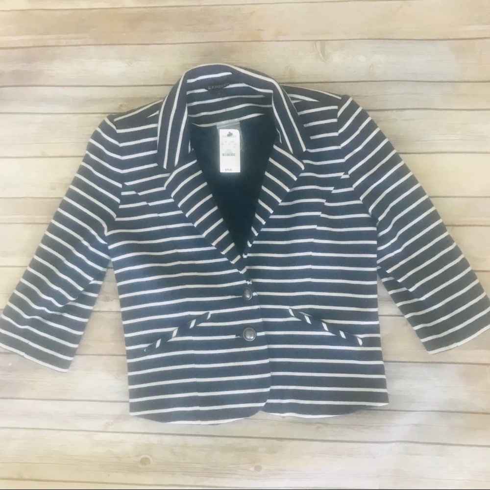Express Navy and White Striped Blazer
